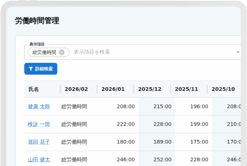 勤怠データ連携・長時間労働管理